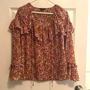 J. Crew Floral Ruffle Blouse